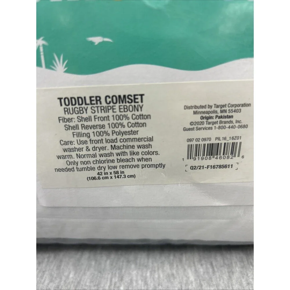 Toddler Rugby Striped Cotton Kids' Comforter Navy - Pillowfort